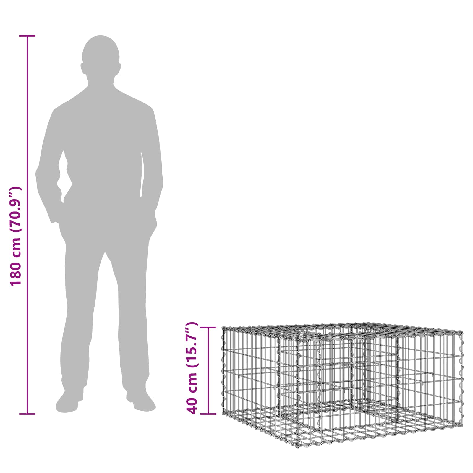 Gabion Kohotettu Peti Hopea