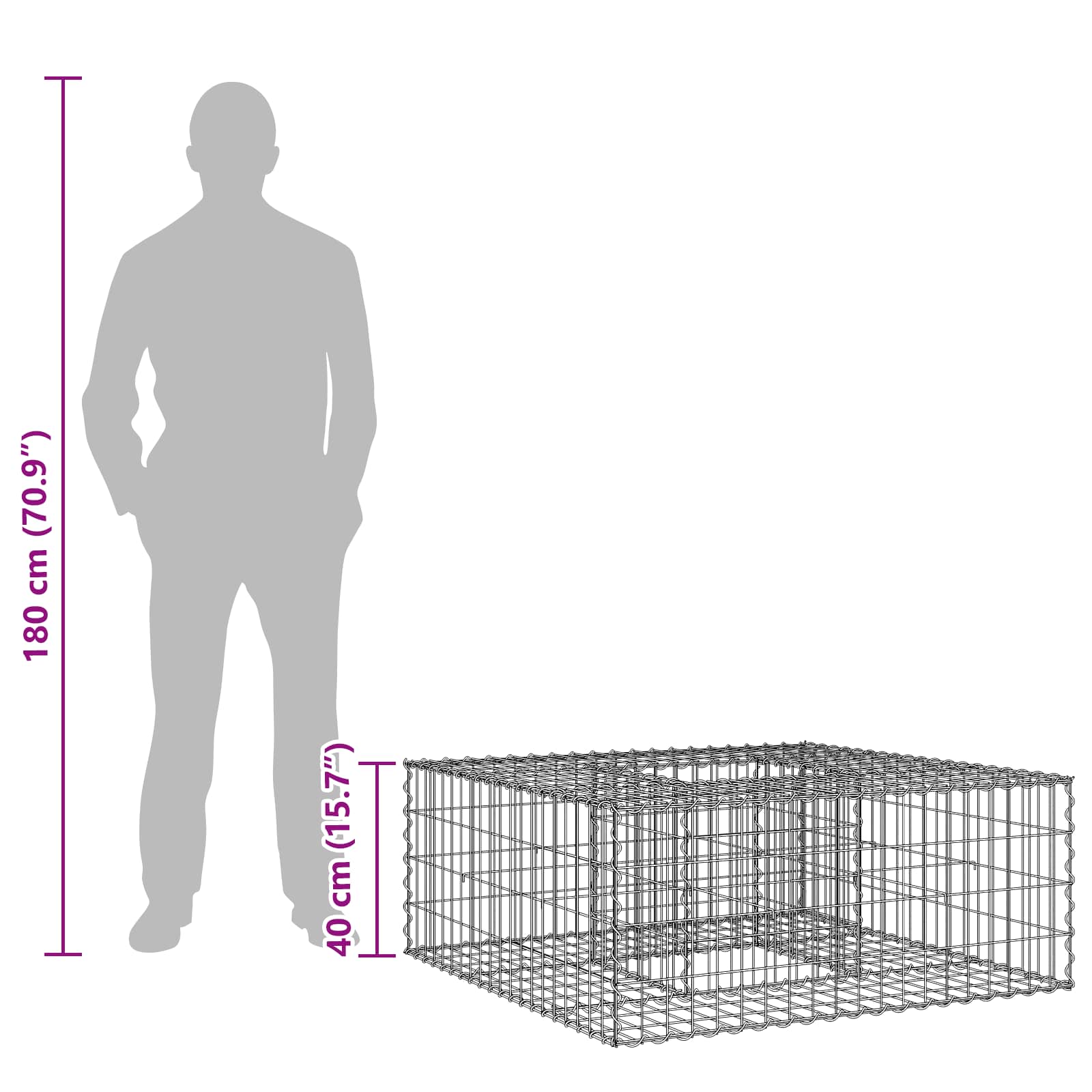 Gabion Kohotettu Peti Hopea