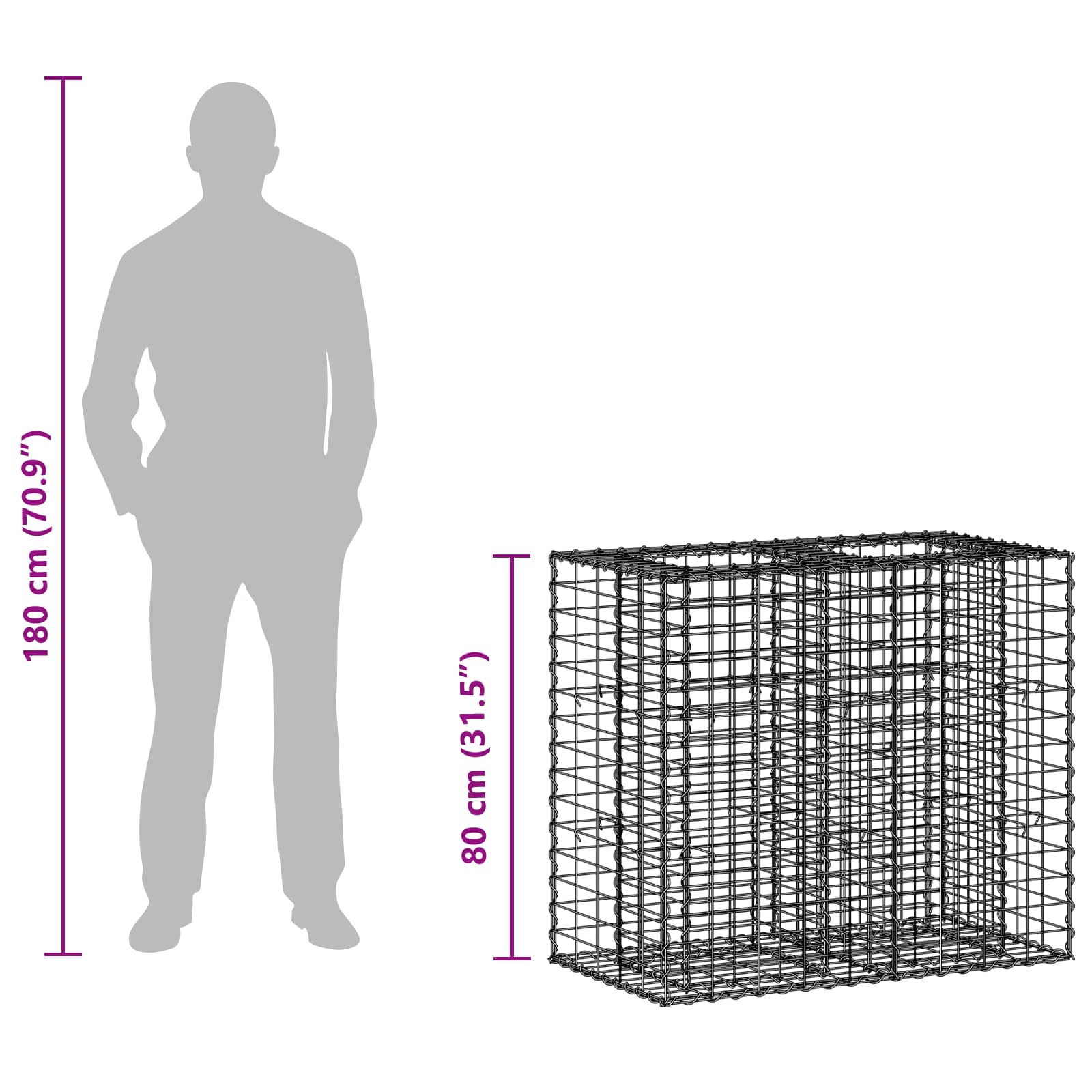 Gabion Kohotettu Peti Hopea