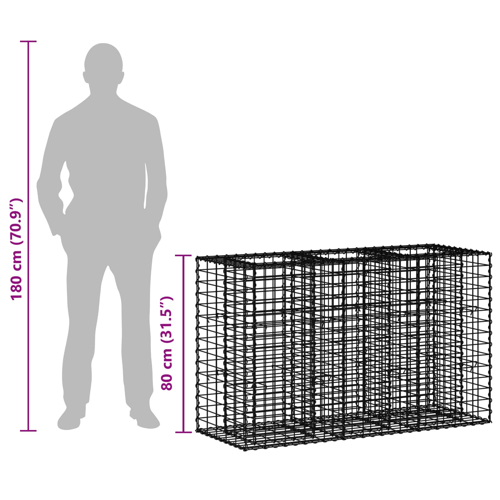 Gabion Kohotettu Peti Hopea