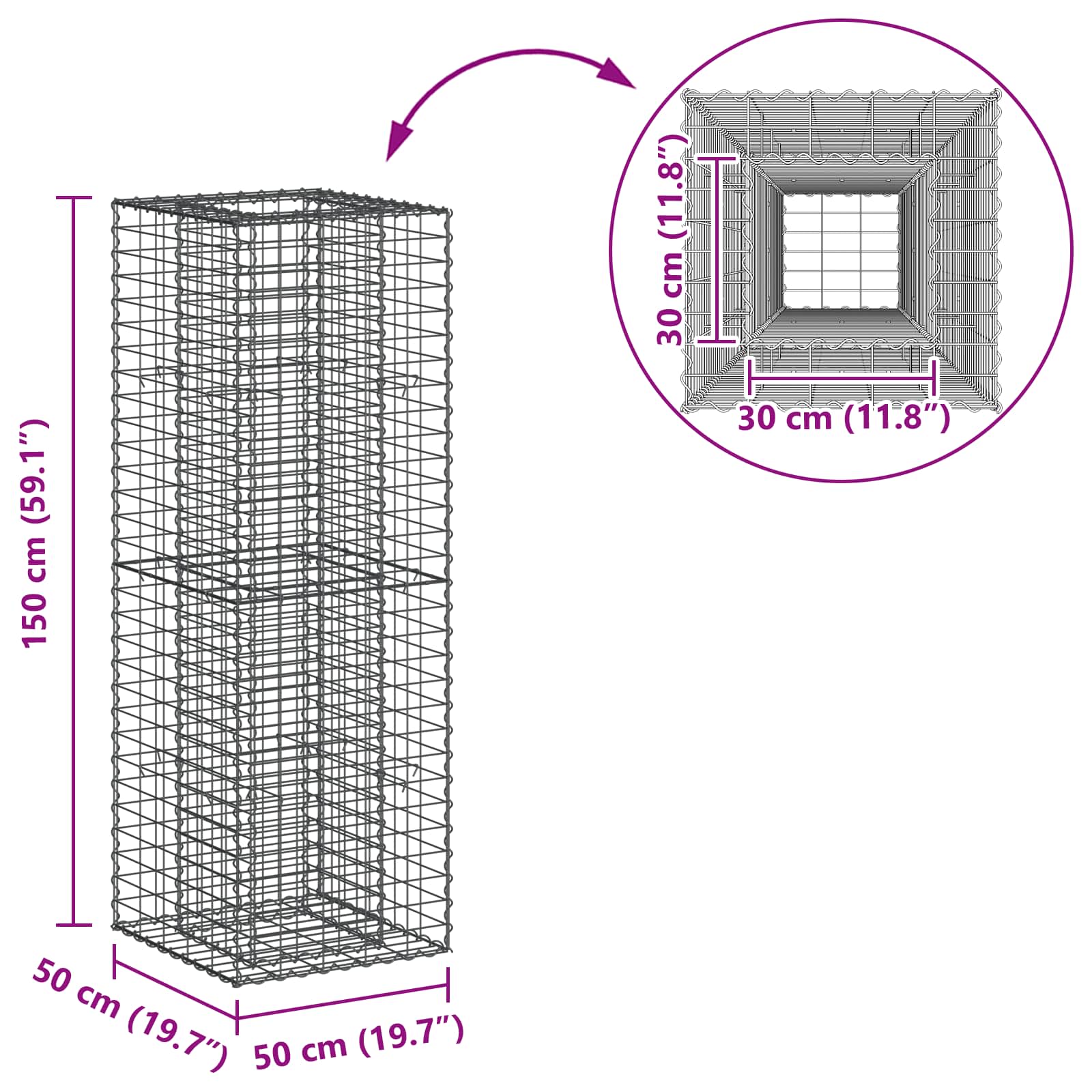 Gabion Kohotettu Peti Hopea