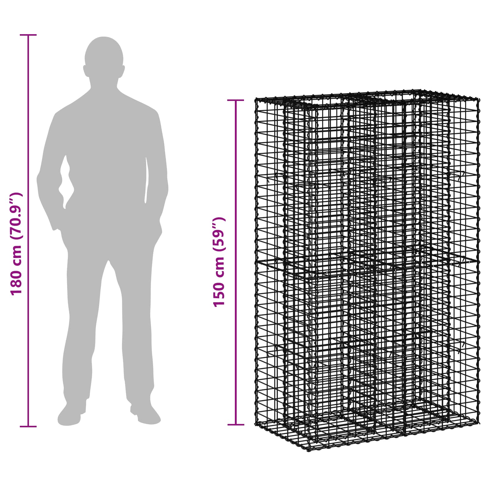 Gabion Kohotettu Peti Hopea