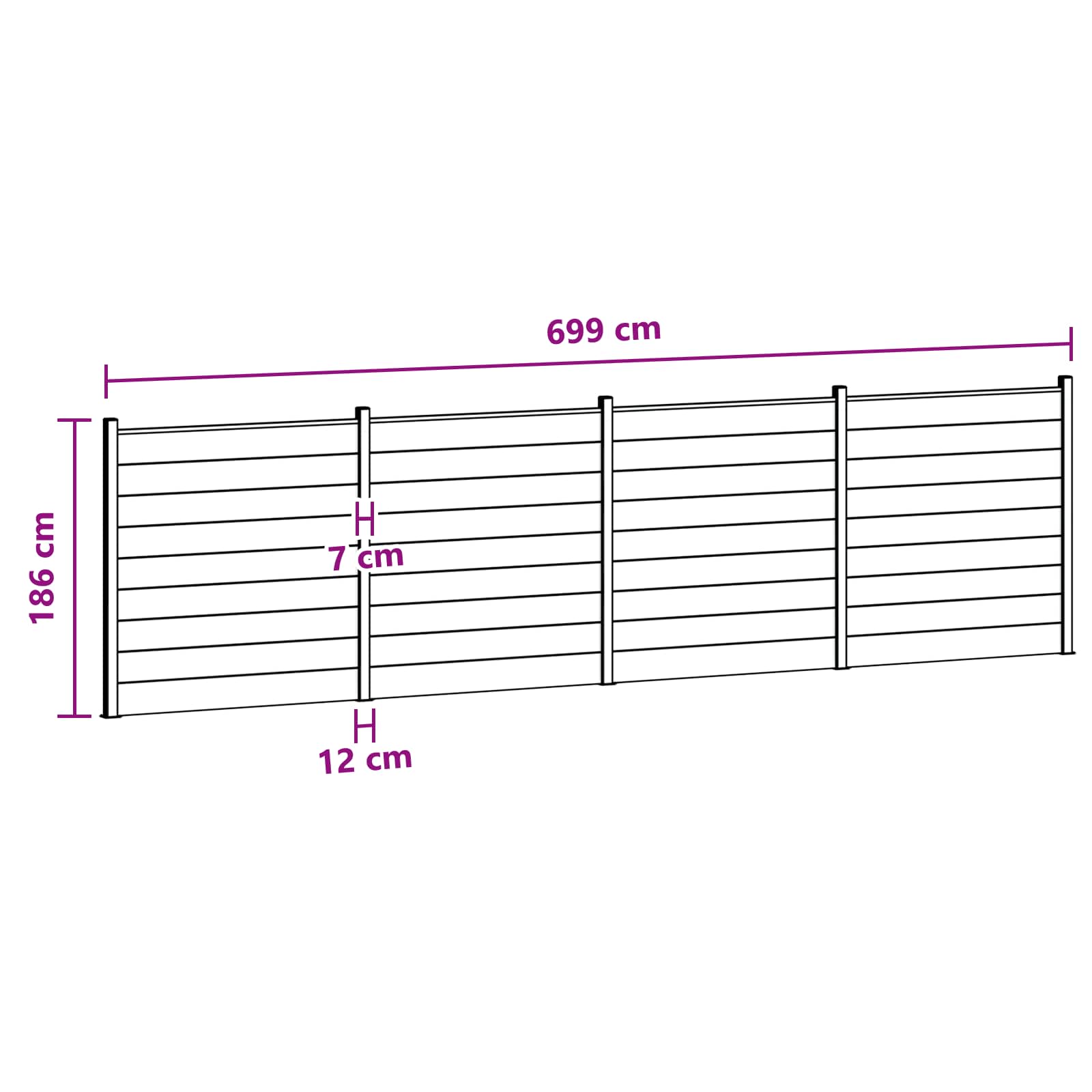Aidat Setti 4 Pcs 699 X 186 Cm Wpc Ja Alumiini Musta