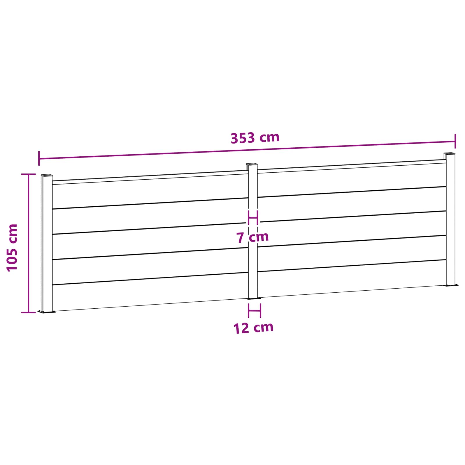 Aidat Setti 2 Pcs 353 X 105 Cm Wpc Ja Alumiini Musta