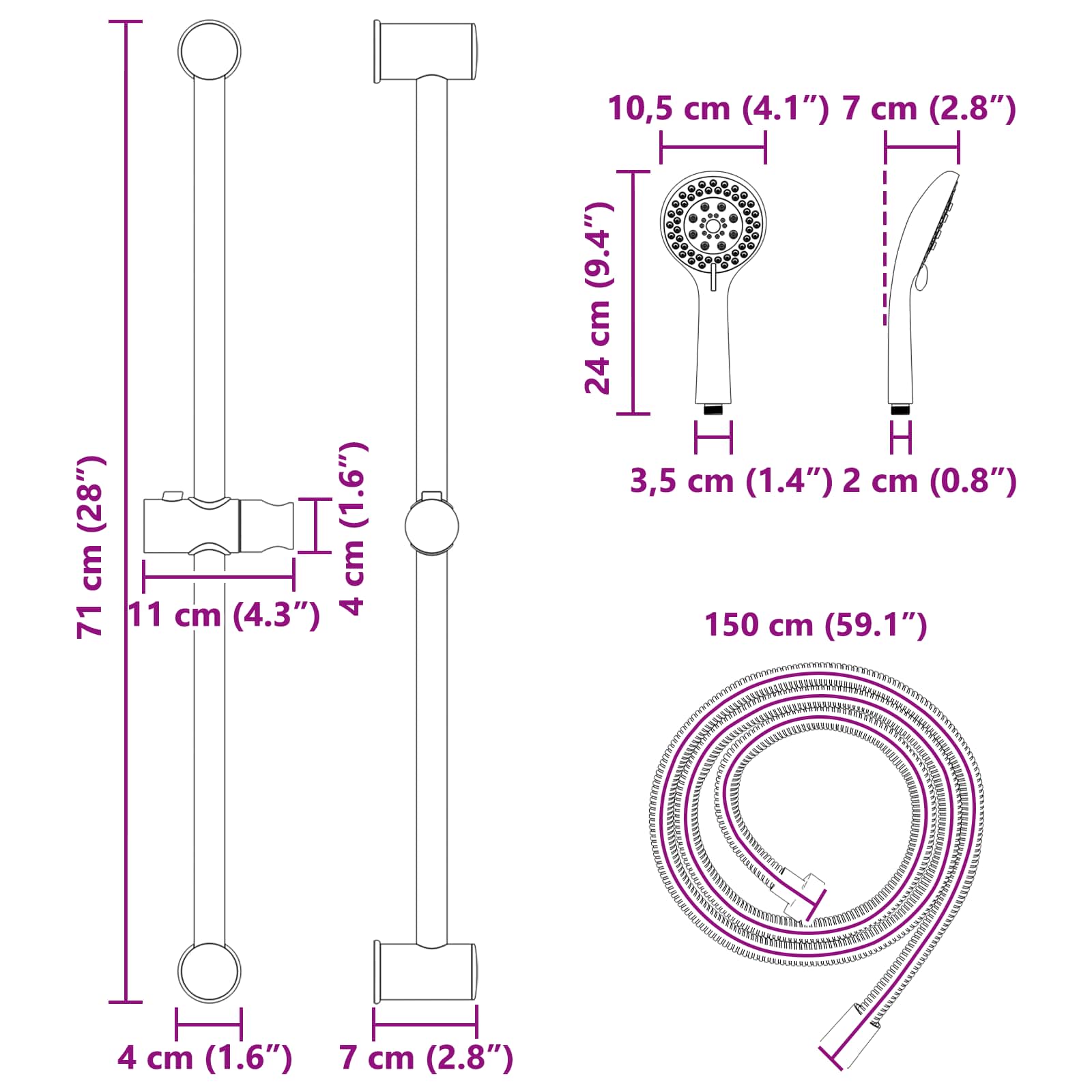 Suihkusuunnitelma Kromi 70 Cm Ruostumaton Teräs