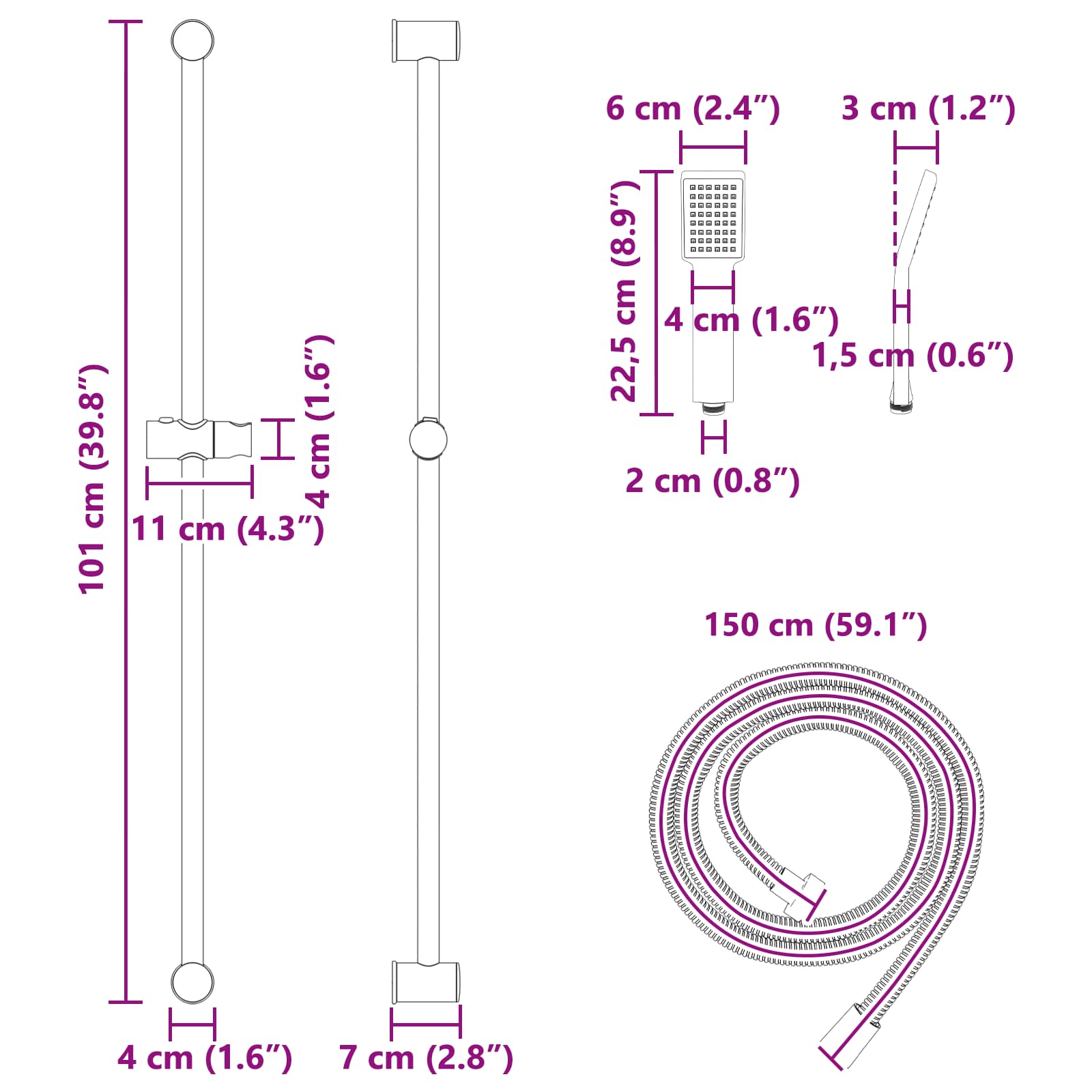 Suihkusuunnitelma Kromi 100 Cm Ruostumaton Teräs