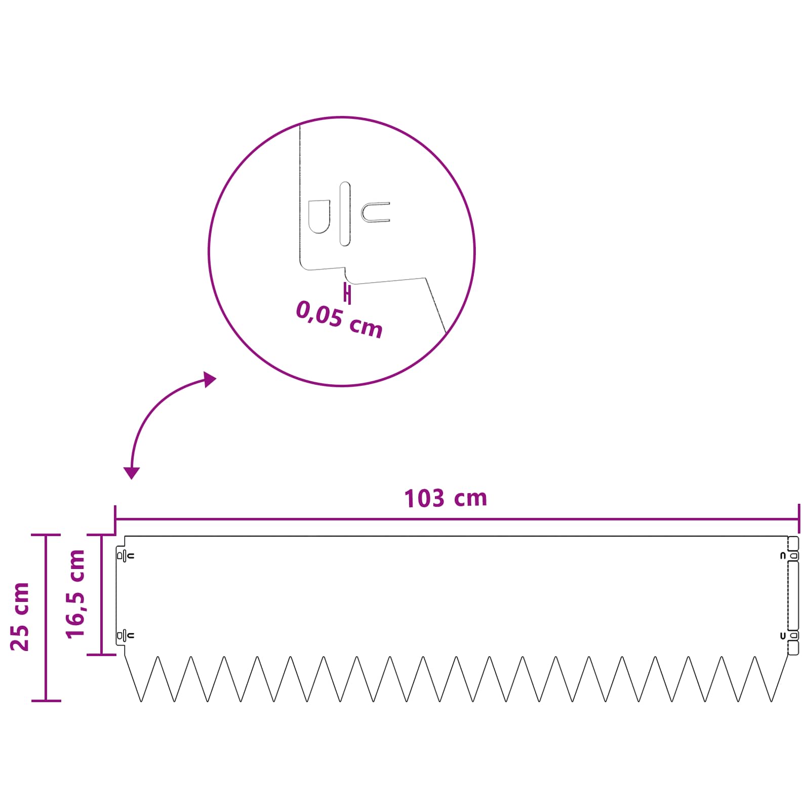 Nurmireunus 20 Pcs 103 X 25 Cm Teräs Valkoinen