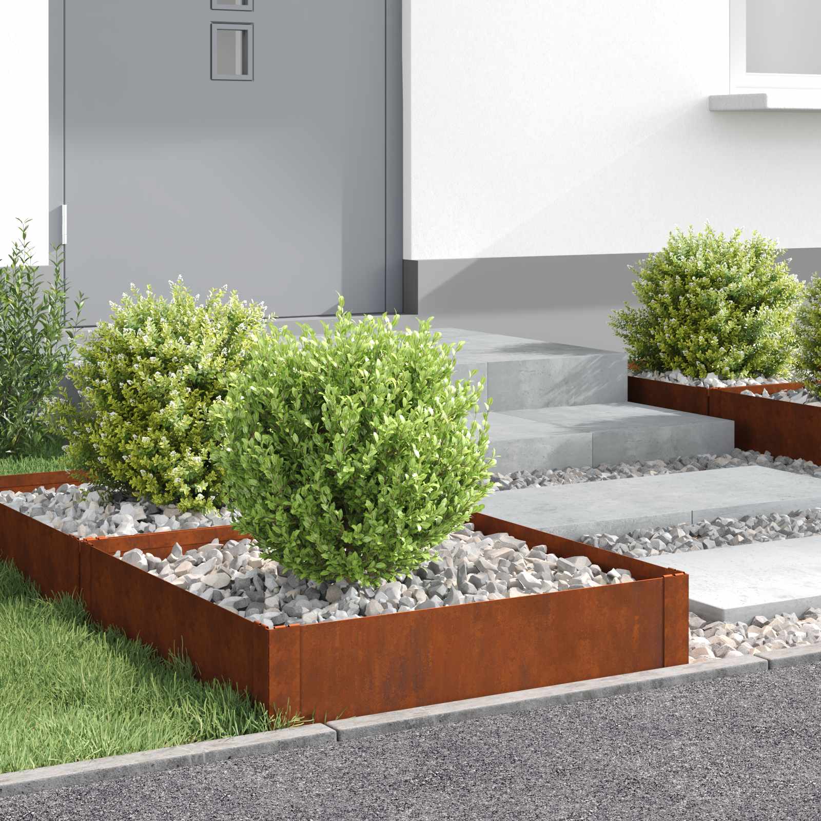 Nurmireunus 4 Pcs 60 X 60 X 20 Cm Teräs Ruosteinen
