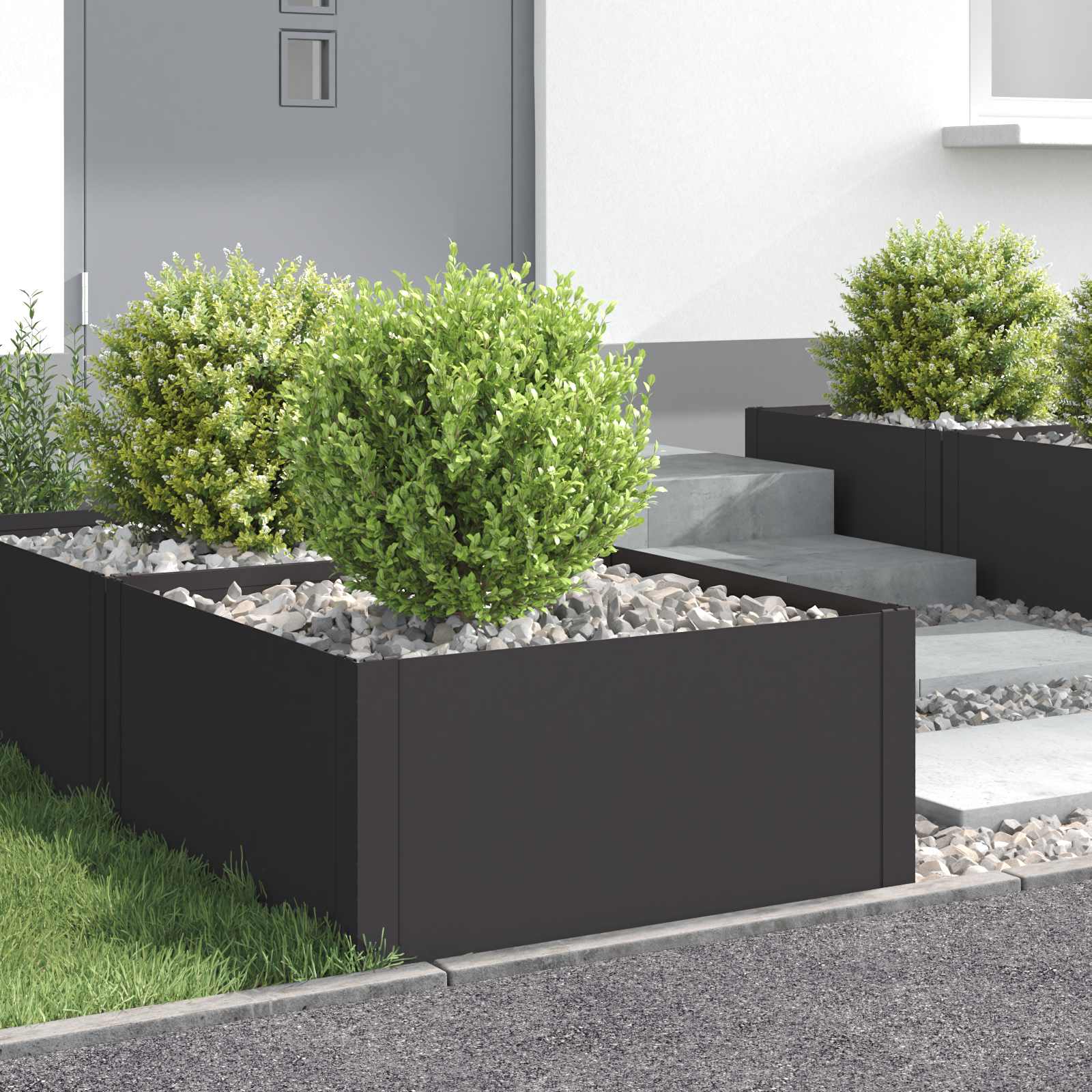 Nurmireunus 4 Pcs 60 X 60 X 35 Cm Teräs Musta