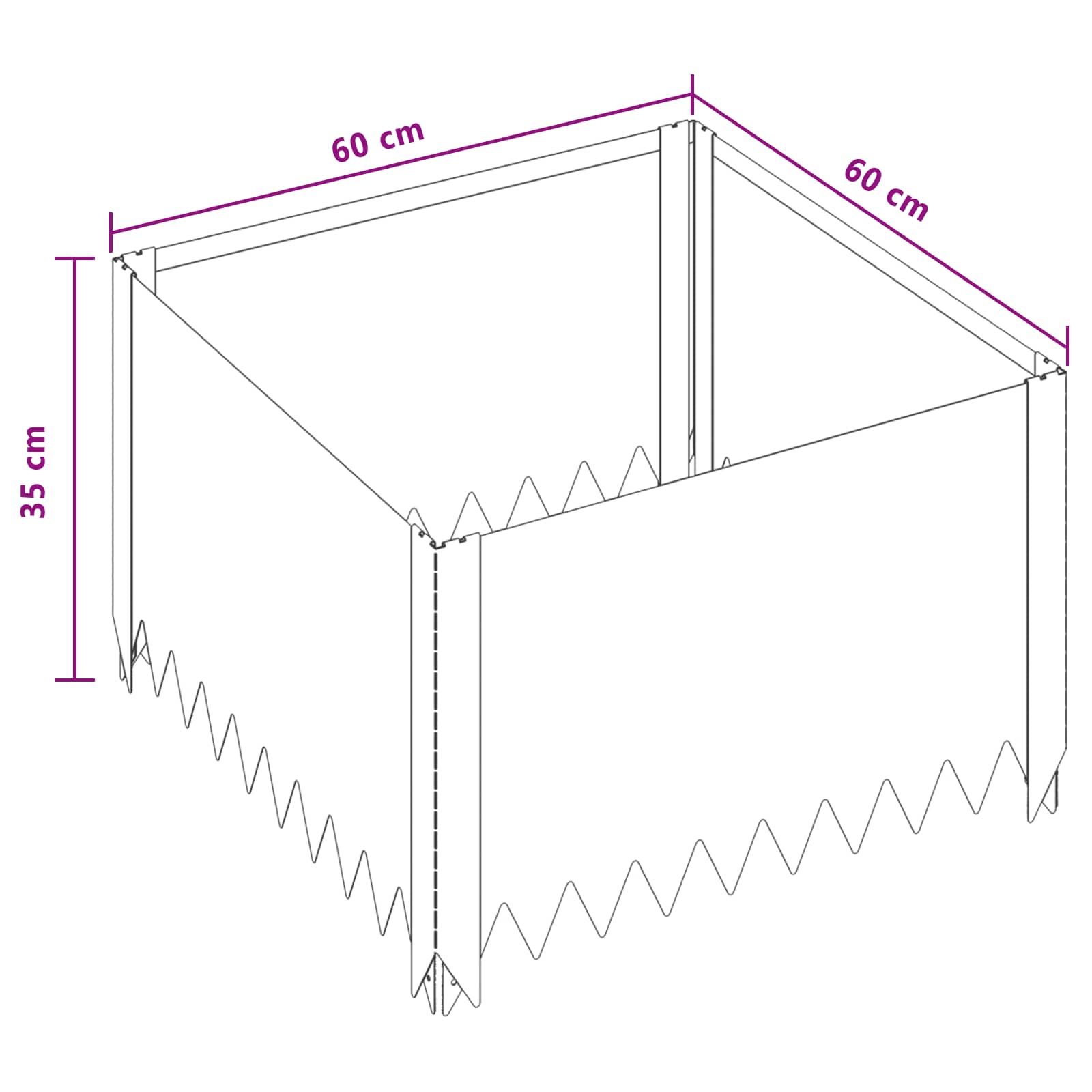 Nurmireunus 4 Pcs 60 X 60 X 35 Cm Teräs Musta
