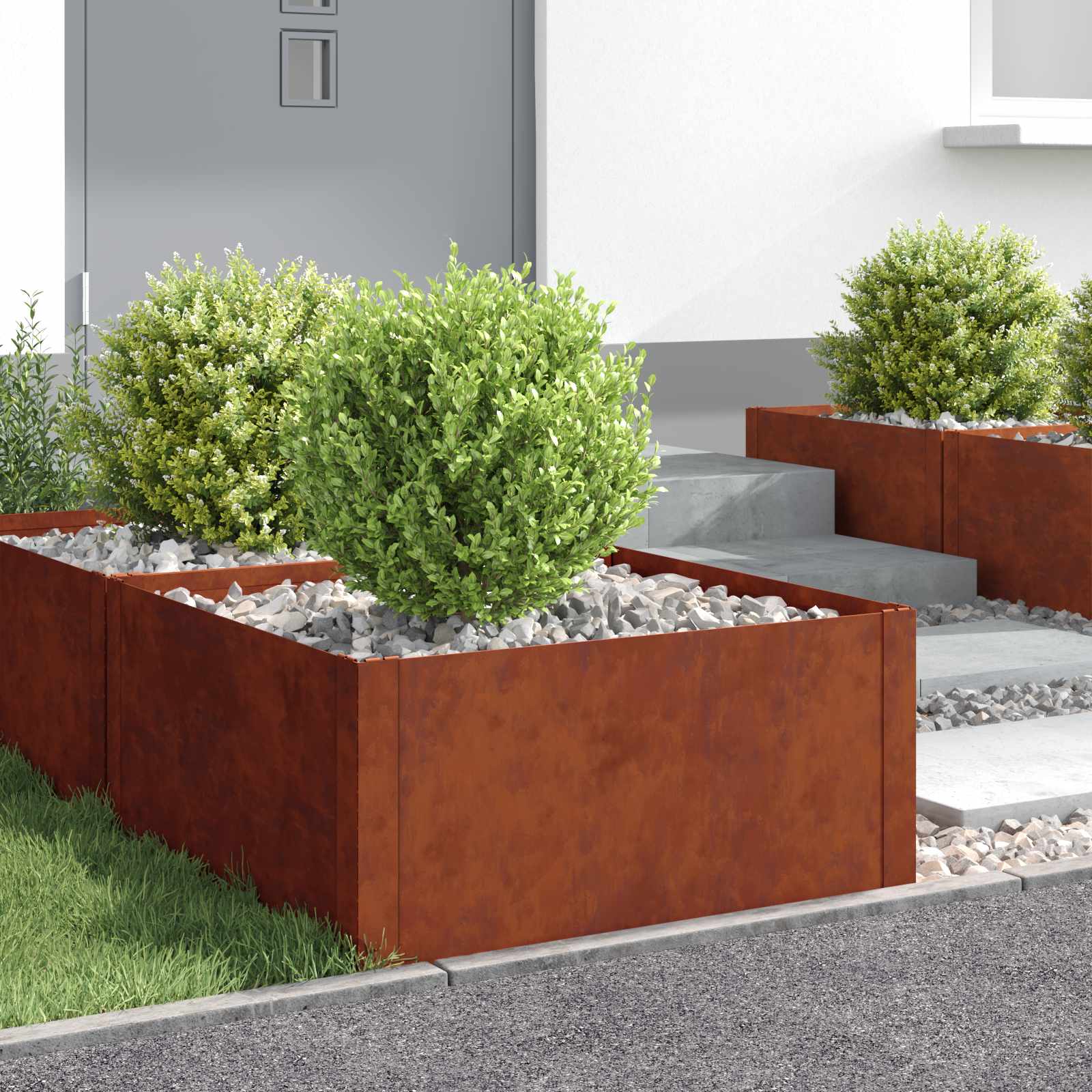 Nurmireunus 4 Pcs 60 X 60 X 35 Cm Teräs Ruosteinen