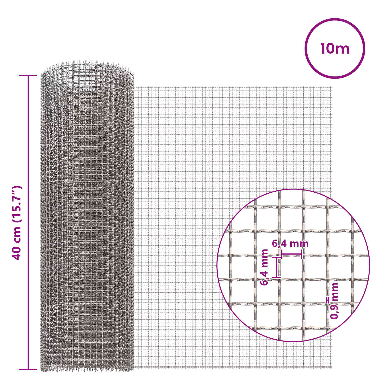 Verkkoruudun 40 X 1000 Cm 3 Mesh Ruostumaton Teräs 201 Hopea