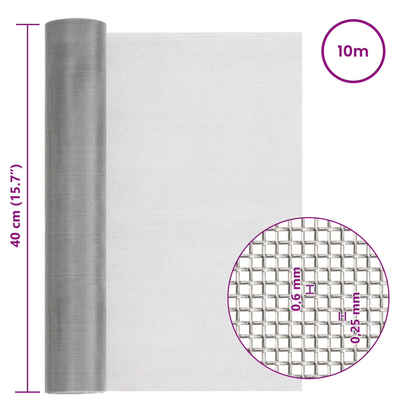 Verkkoruudun 40 X 1000 Cm 30 Mesh Ruostumaton Teräs 201 Hopea