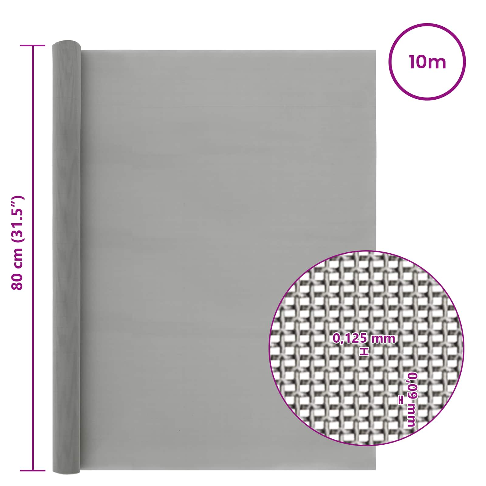 Verkkoruudun 80 X 1000 Cm 120 Mesh Ruostumaton Teräs 201 Hopea