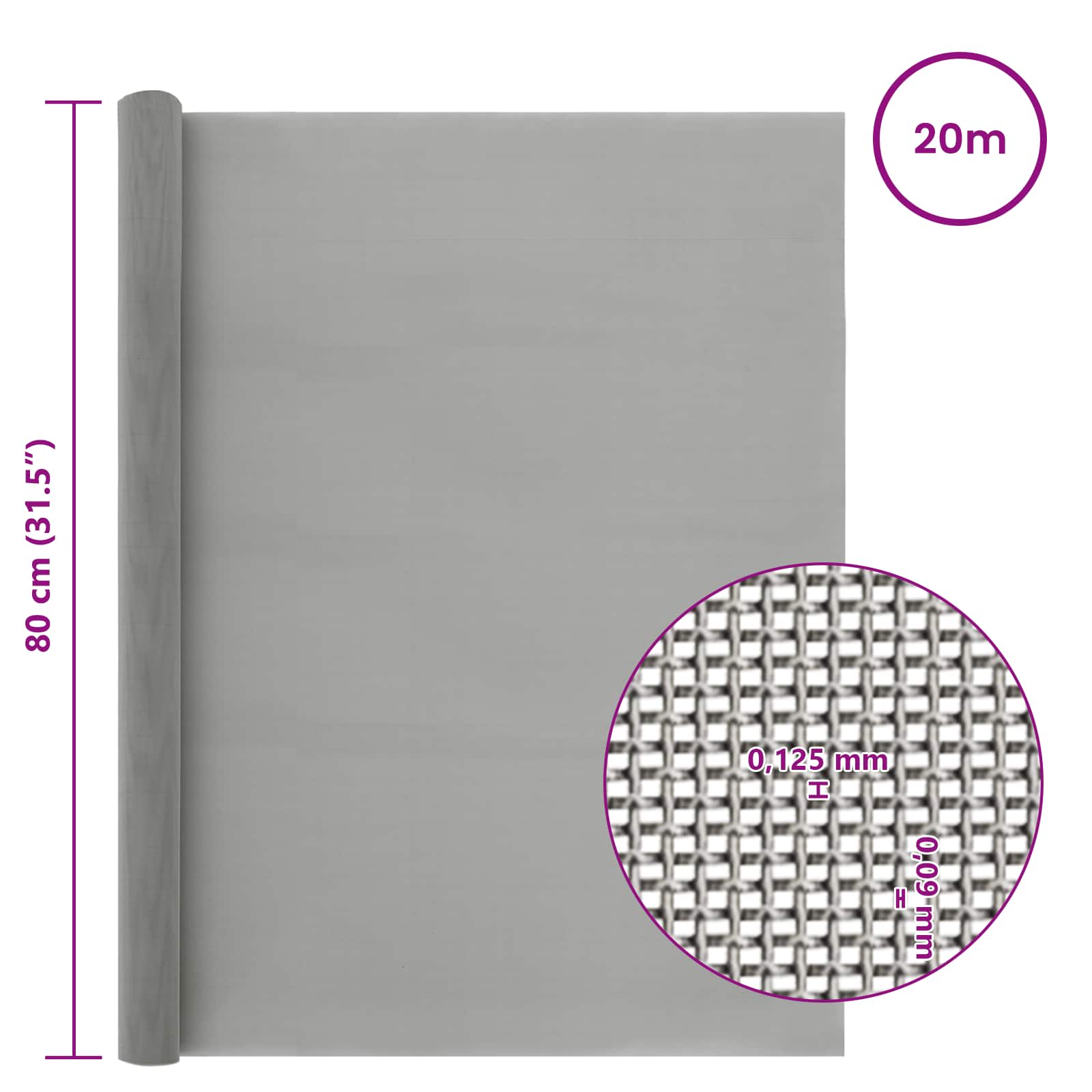 Verkkoruudun 80 X 2000 Cm 120 Mesh Ruostumaton Teräs 201 Hopea