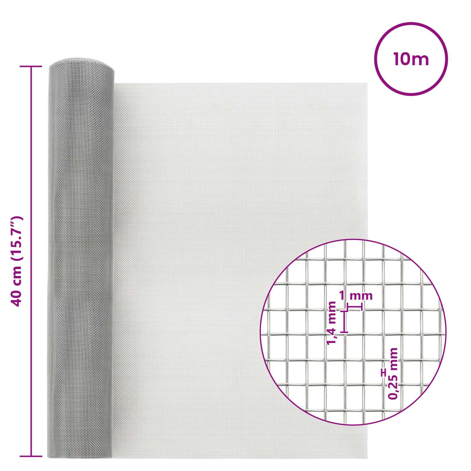 Verkkoruudun 40 X 1000 Cm 18 Mesh Ruostumaton Teräs 304 Hopea