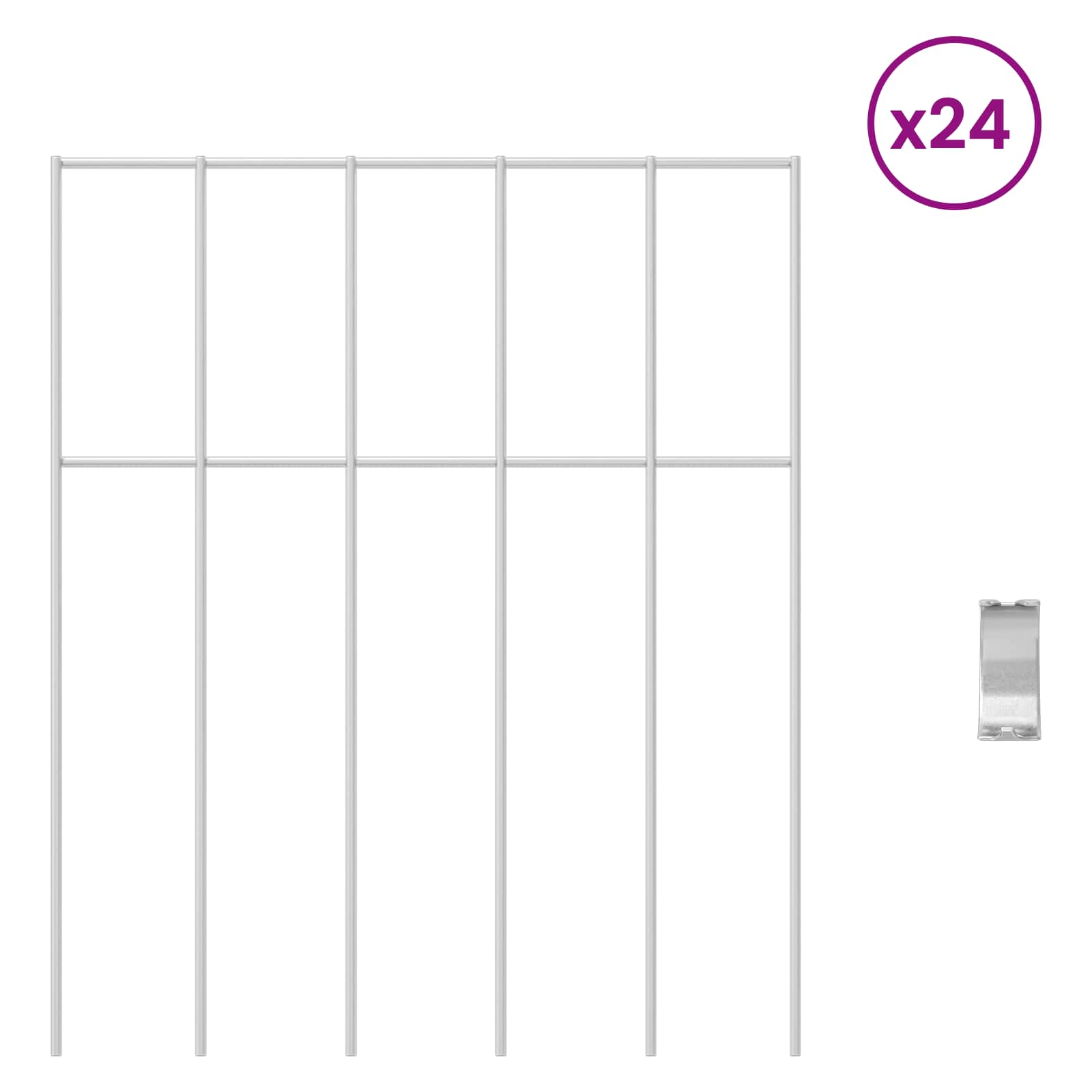 Puutarha-Aitapaneeli 24 Pcs Galvanoitu Teräs Hopea