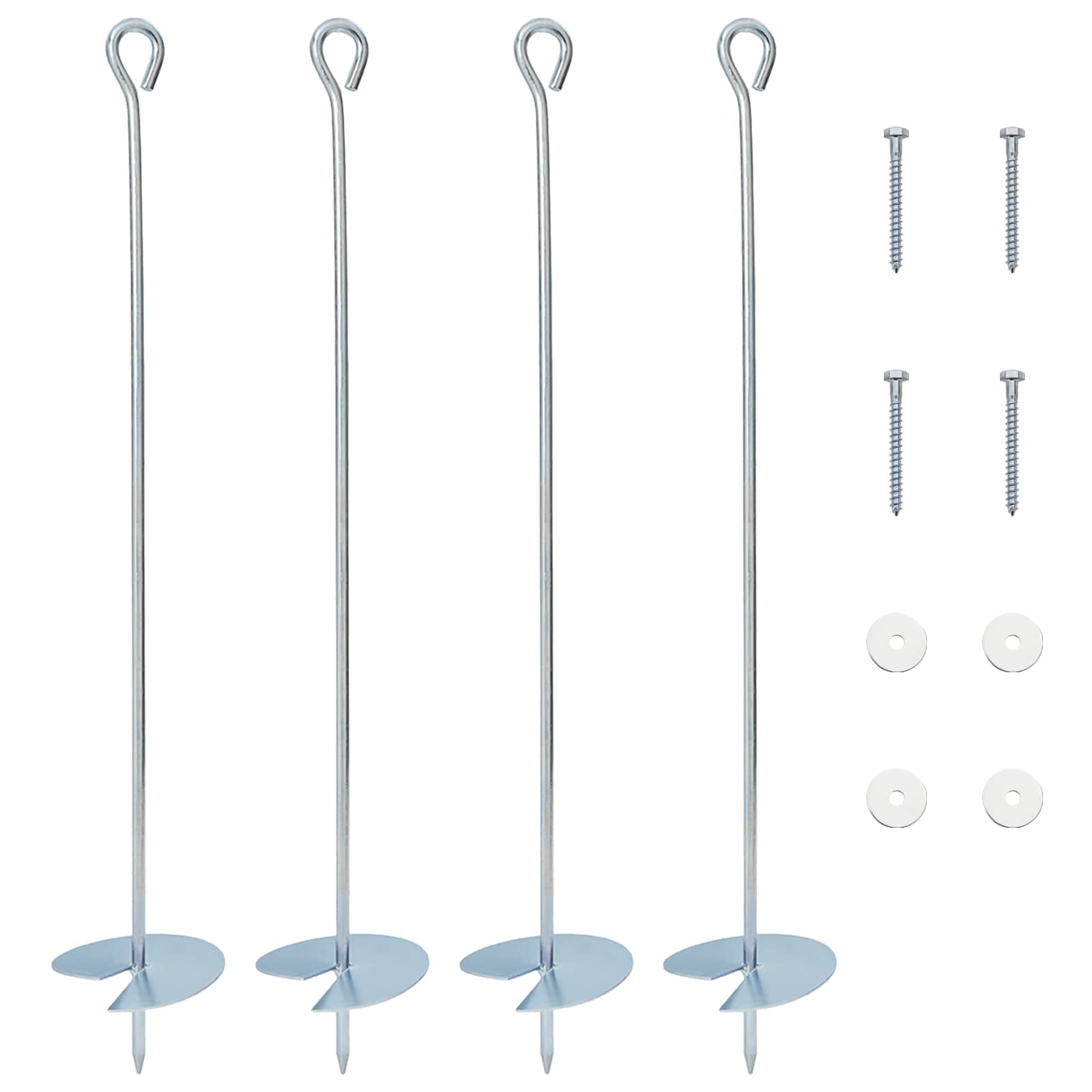 Maakiinnike 4 Pcs Hopea Ø10 X 60 Cm Galvanoitu Metalli