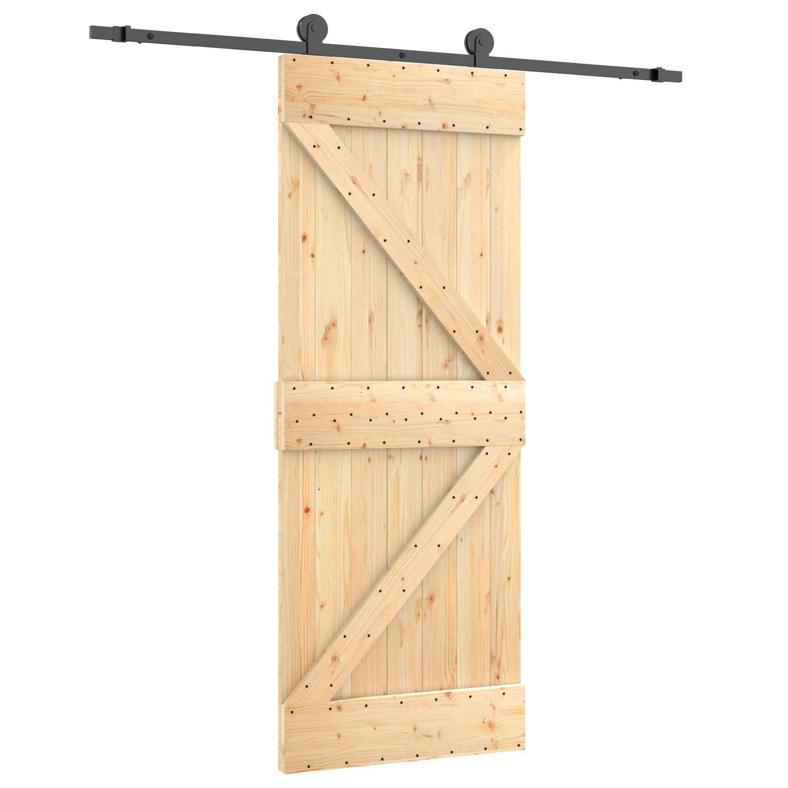 Liukuovi Luonnollinen Ja Musta 70 X 210 Cm Massiivinen Mänty