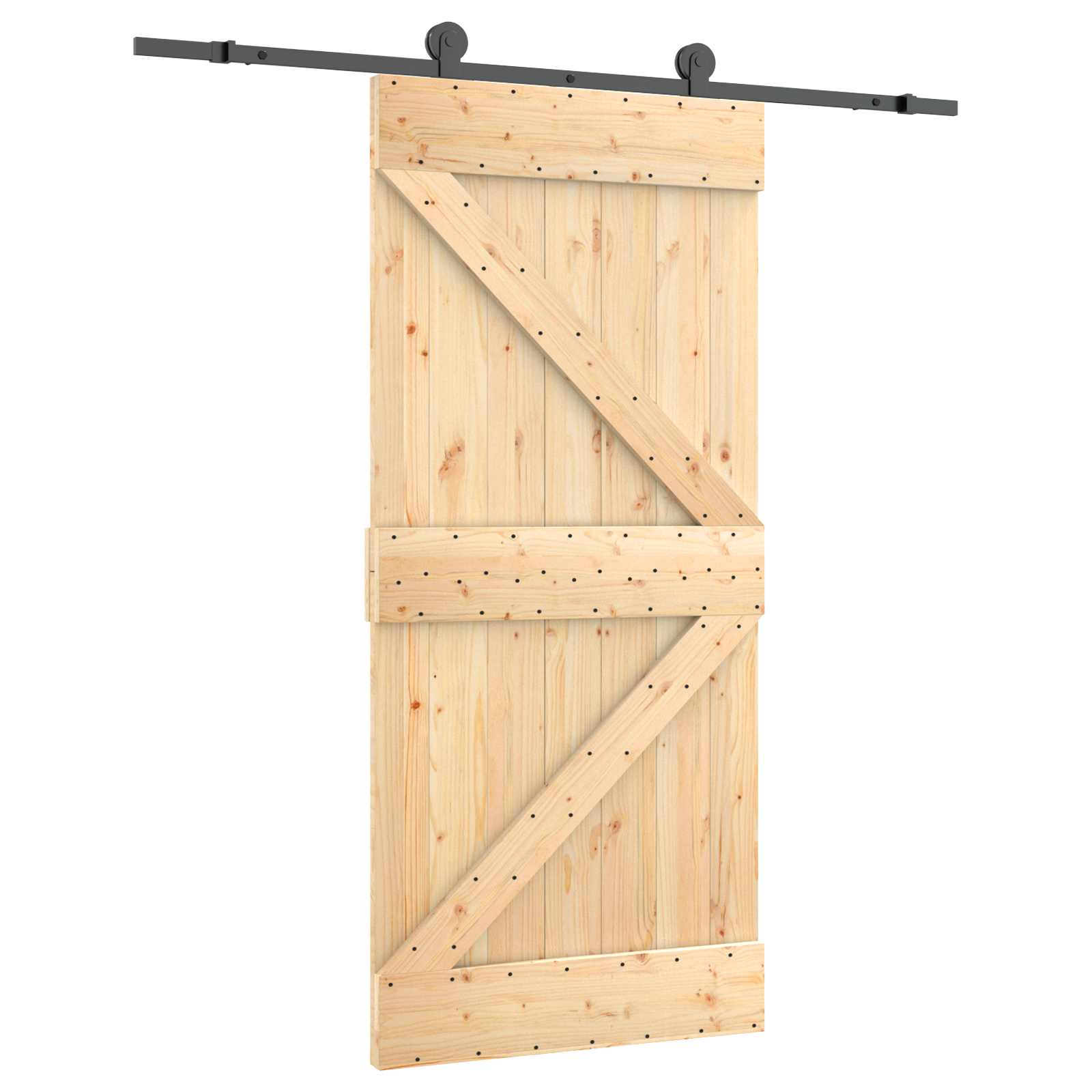 Liukuovi Luonnollinen Ja Musta 95 X 210 Cm Massiivinen Mänty