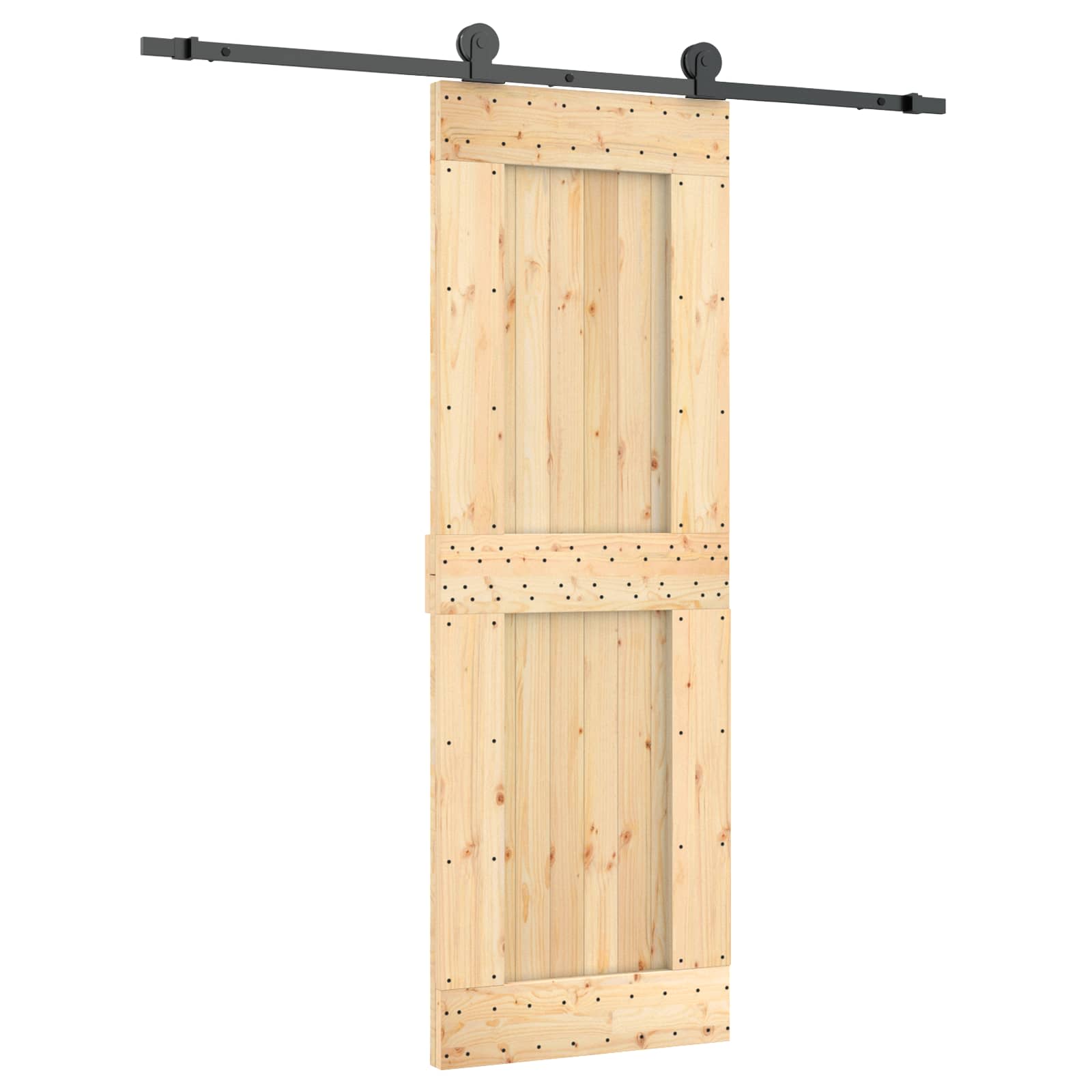Liukuovi Luonnollinen Ja Musta 70 X 210 Cm Massiivinen Mänty