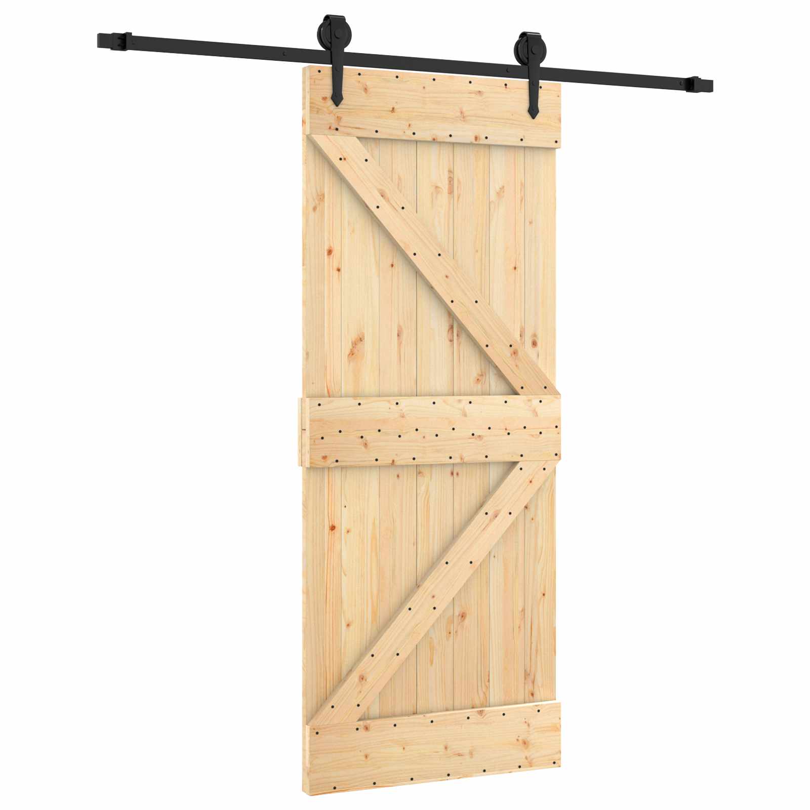 Liukuovi Luonnollinen Ja Musta 85 X 210 Cm Massiivinen Mänty