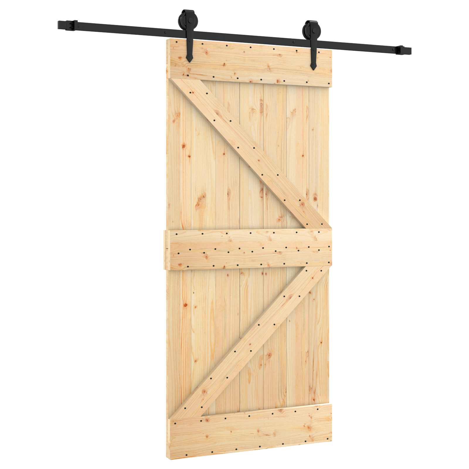 Liukuovi Luonnollinen Ja Musta 95 X 210 Cm Massiivinen Mänty