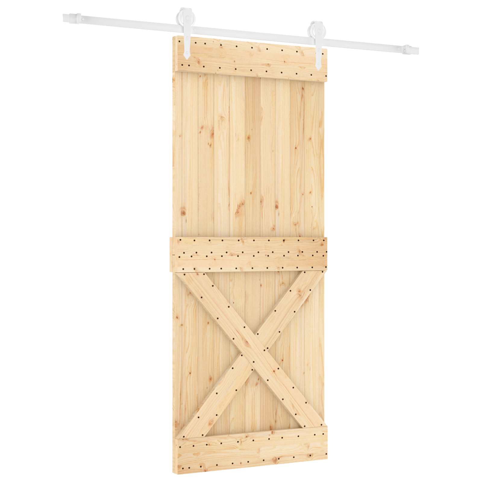 Liukuovi Luonnollinen Ja Valkoinen 100 X 210 Cm Täysi Mänty