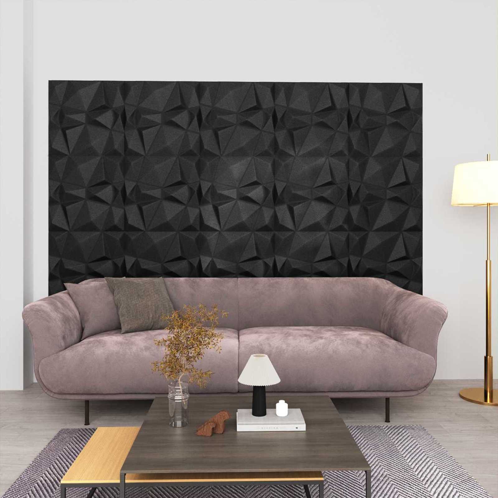 Seinäpaneelit 48 Pcs Timanttimusta 50 X 50 Cm Xps Vaahdon