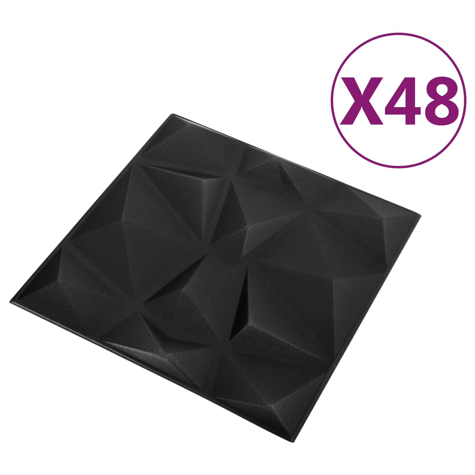 Seinäpaneelit 48 Pcs Timanttimusta 50 X 50 Cm Xps Vaahdon