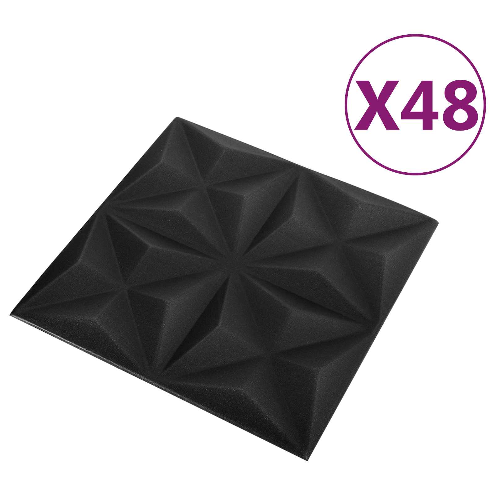Seinäpaneelit 48 Pcs Origami Musta 50 X 50 Cm Xps Vaahdon