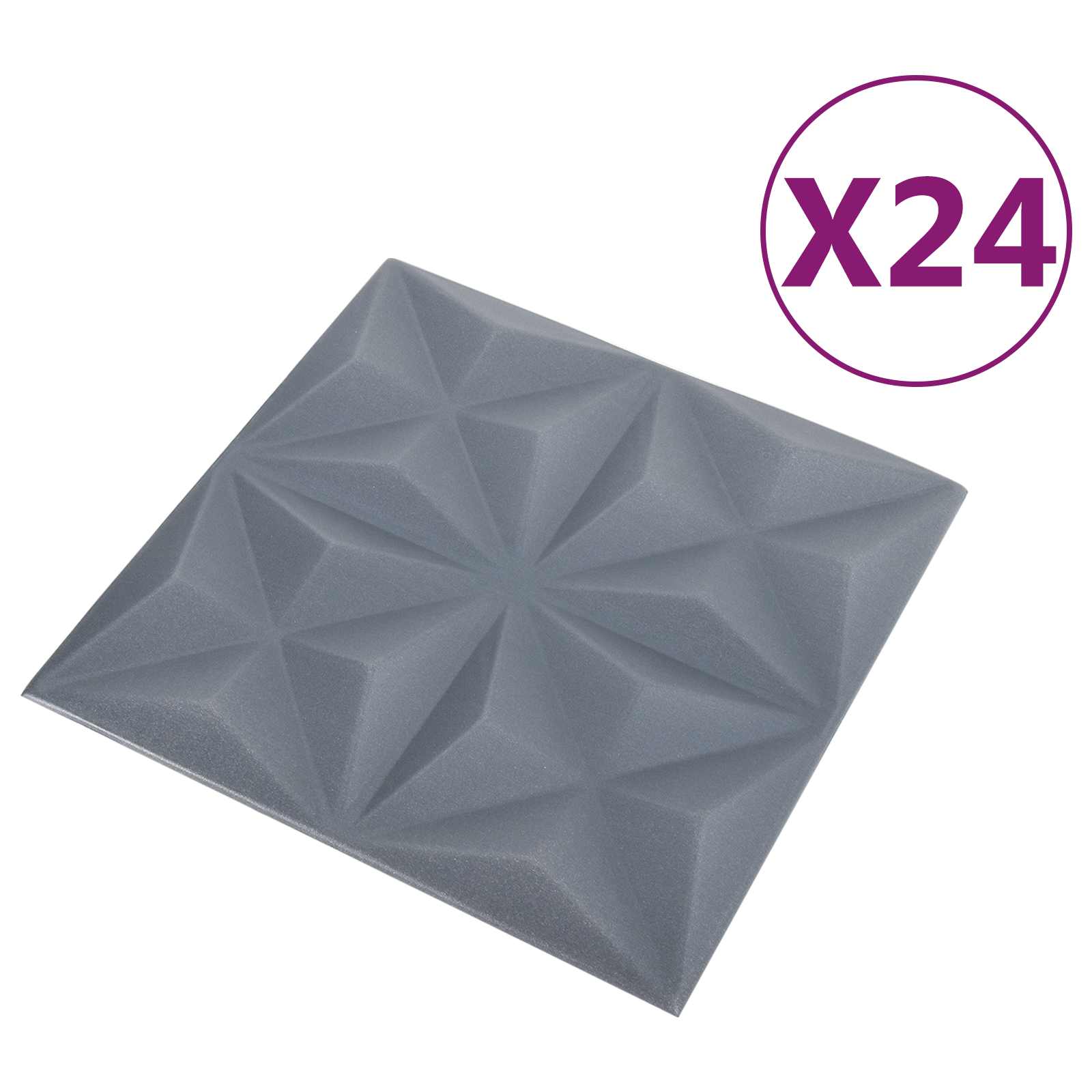 Seinäpaneelit 24 Pcs Origami Harmaa 50 X 50 Cm Xps Vaahdon