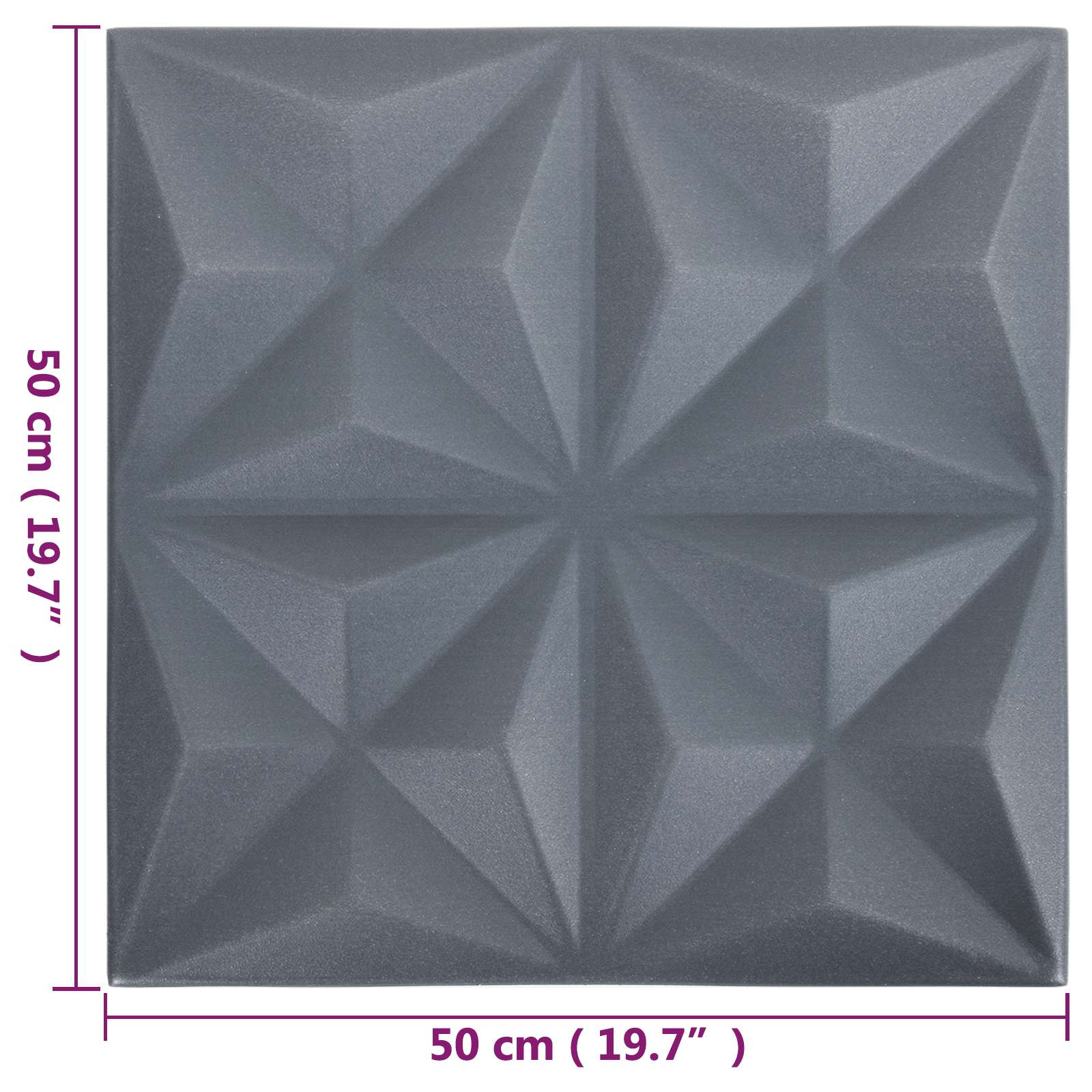 Seinäpaneelit 48 Pcs Origami Harmaa 50 X 50 Cm Xps Vaahdon