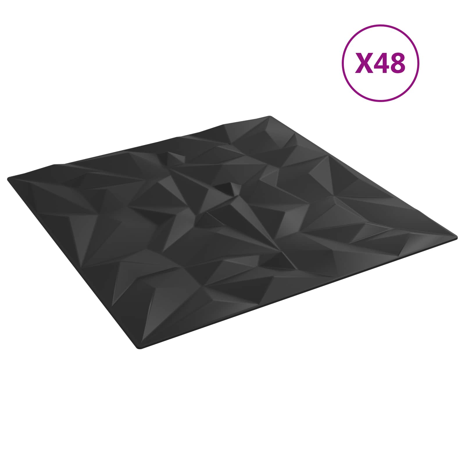 Seinäpaneelit 48 Pcs Musta 50 X 50 Cm Xps Vaahdon