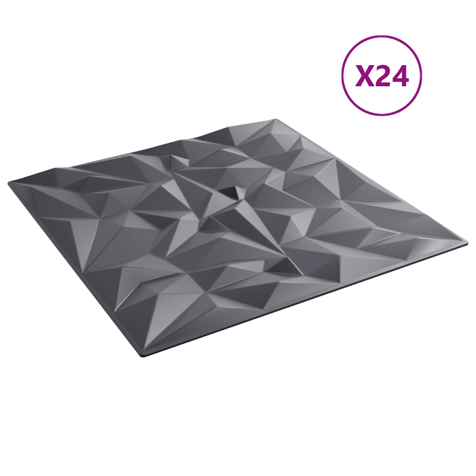 Seinäpaneelit 24 Pcs Ametistiharmaa 50 X 50 Cm Xps Vaahdon