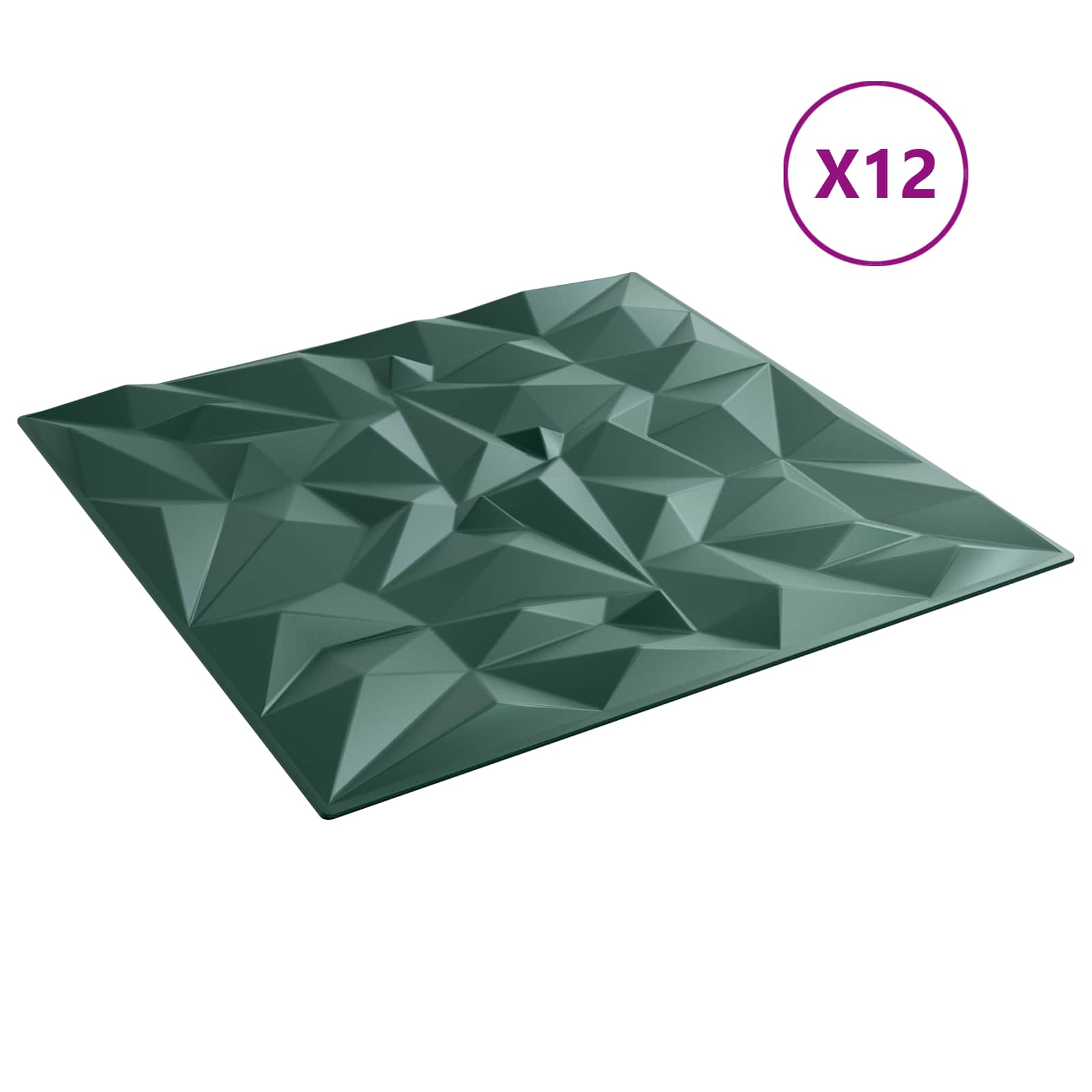 Seinäpaneelit 12 Pcs Ametistivihreä 50 X 50 Cm Xps Vaahdon