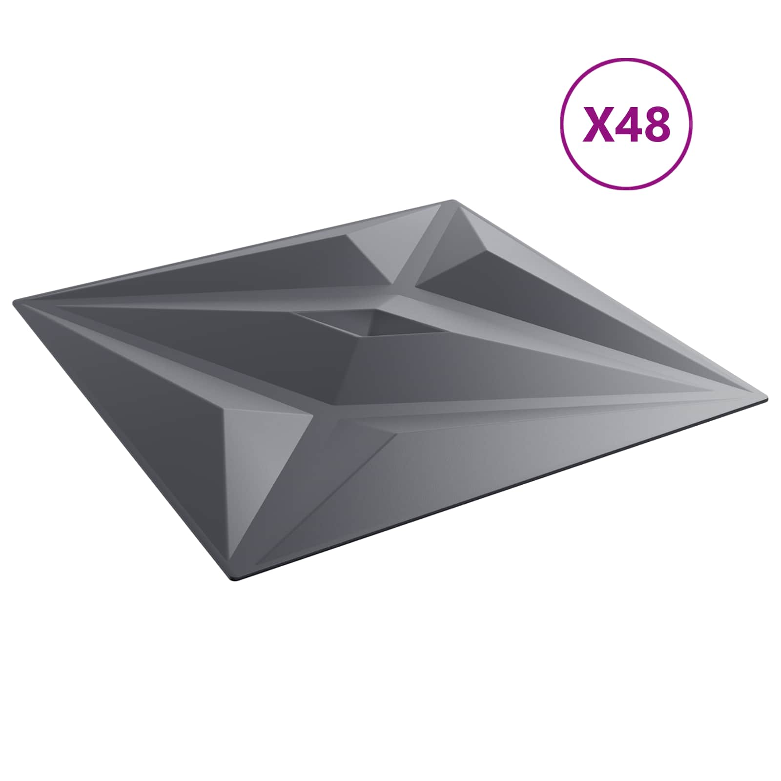 Seinäpaneelit Tähti 48 Pcs Tähtiharmaa 50 X 50 Cm Xps Vaahdon