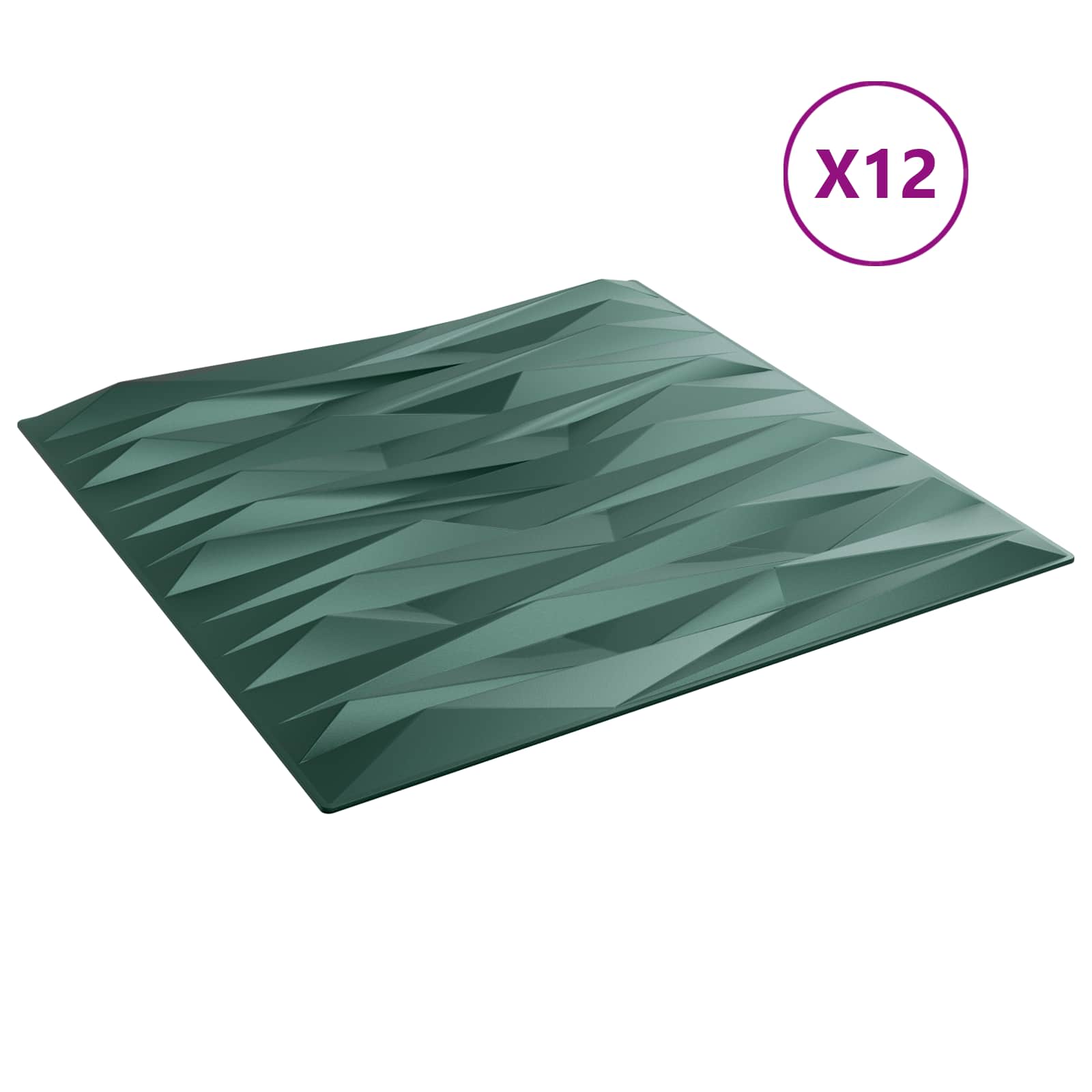 Seinäpaneelit 12 Pcs Kivilöyhkönvihreä 50 X 50 Cm Xps Vaahdon