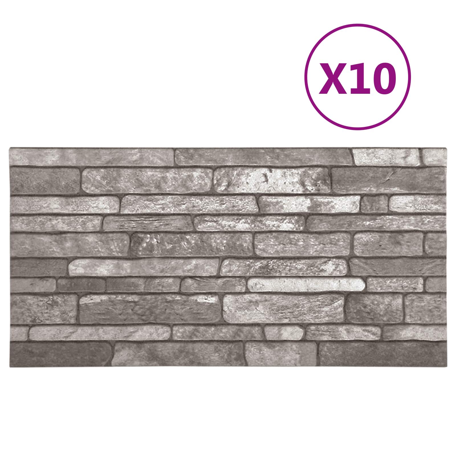Seinäpaneelit 10 Pcs Tummanharmaa 100 X 50 Cm Eps Vaahtomuovi