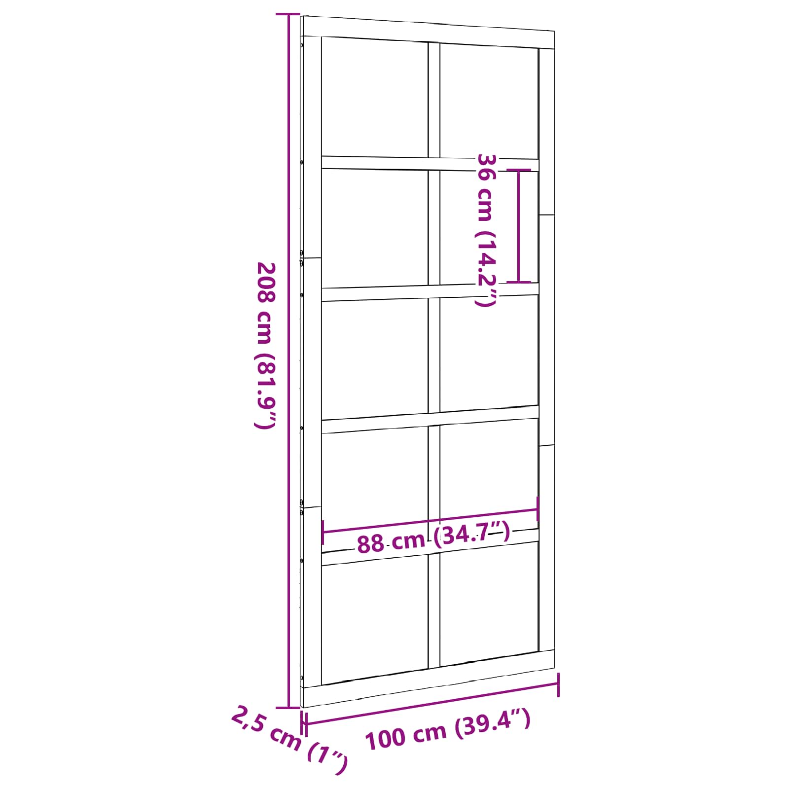 Ladon Ovi Vahanruskea 100 X 2,5 X 208 Cm Täysi Mänty