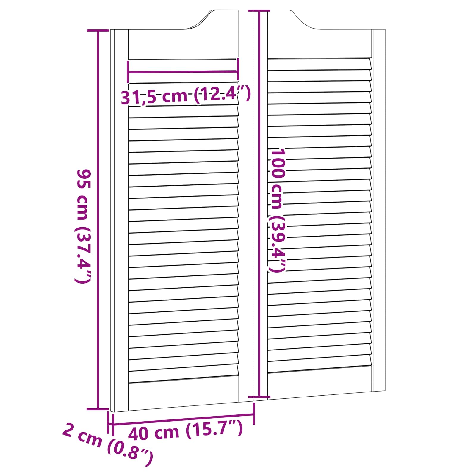 Kääntöovet Luonnollinen 100 X 40 Cm Täysi Mänty