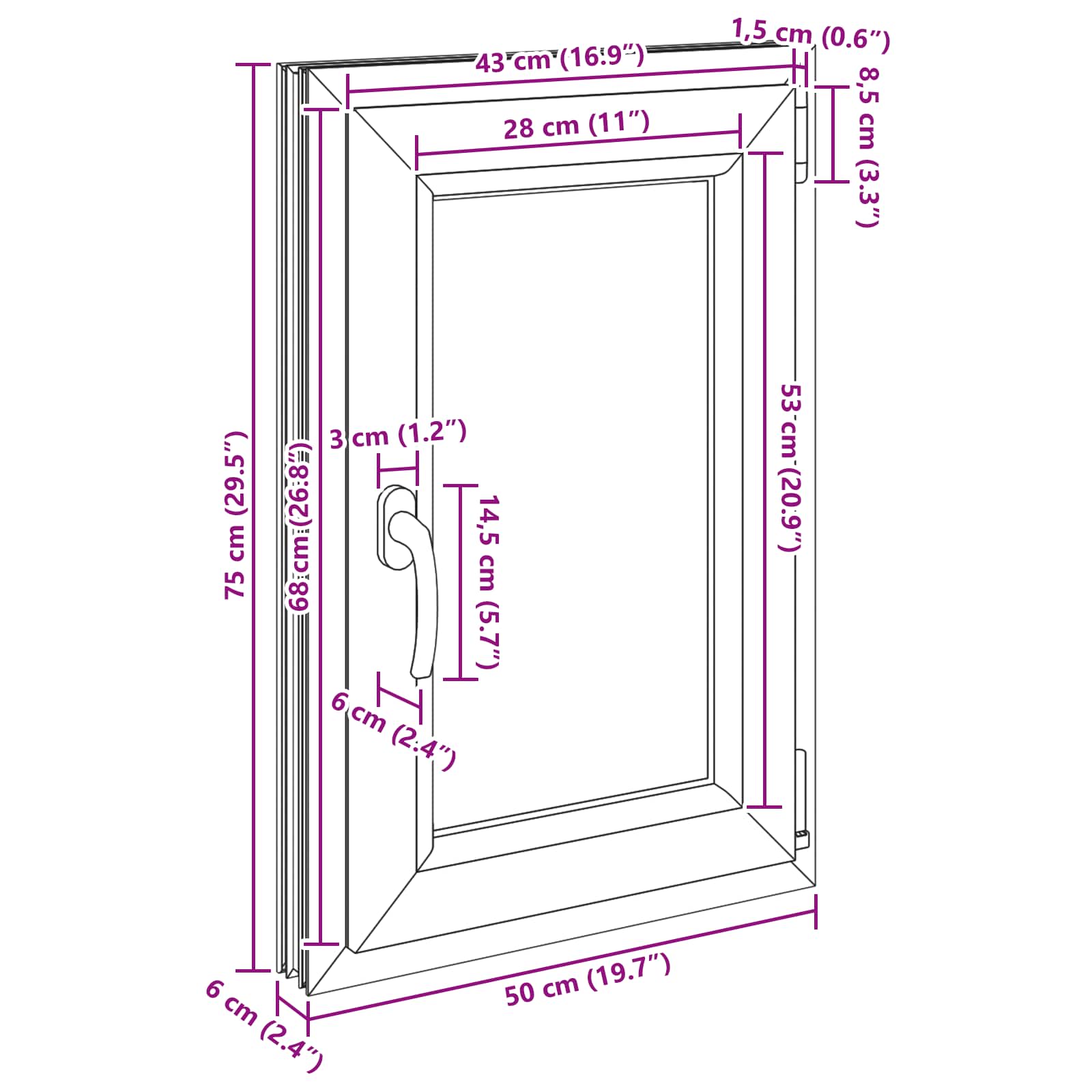 Kellari-Ikkuna Risor 50 X 75 Cm Pvc Ja Lasi Valkoinen