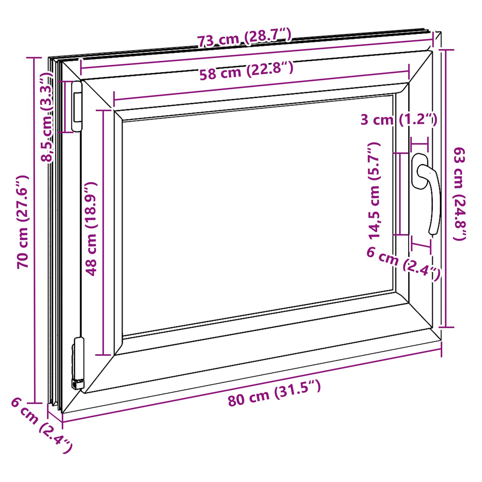 Kellari-Ikkuna Risor 80 X 70 Cm Pvc Ja Lasi Valkoinen
