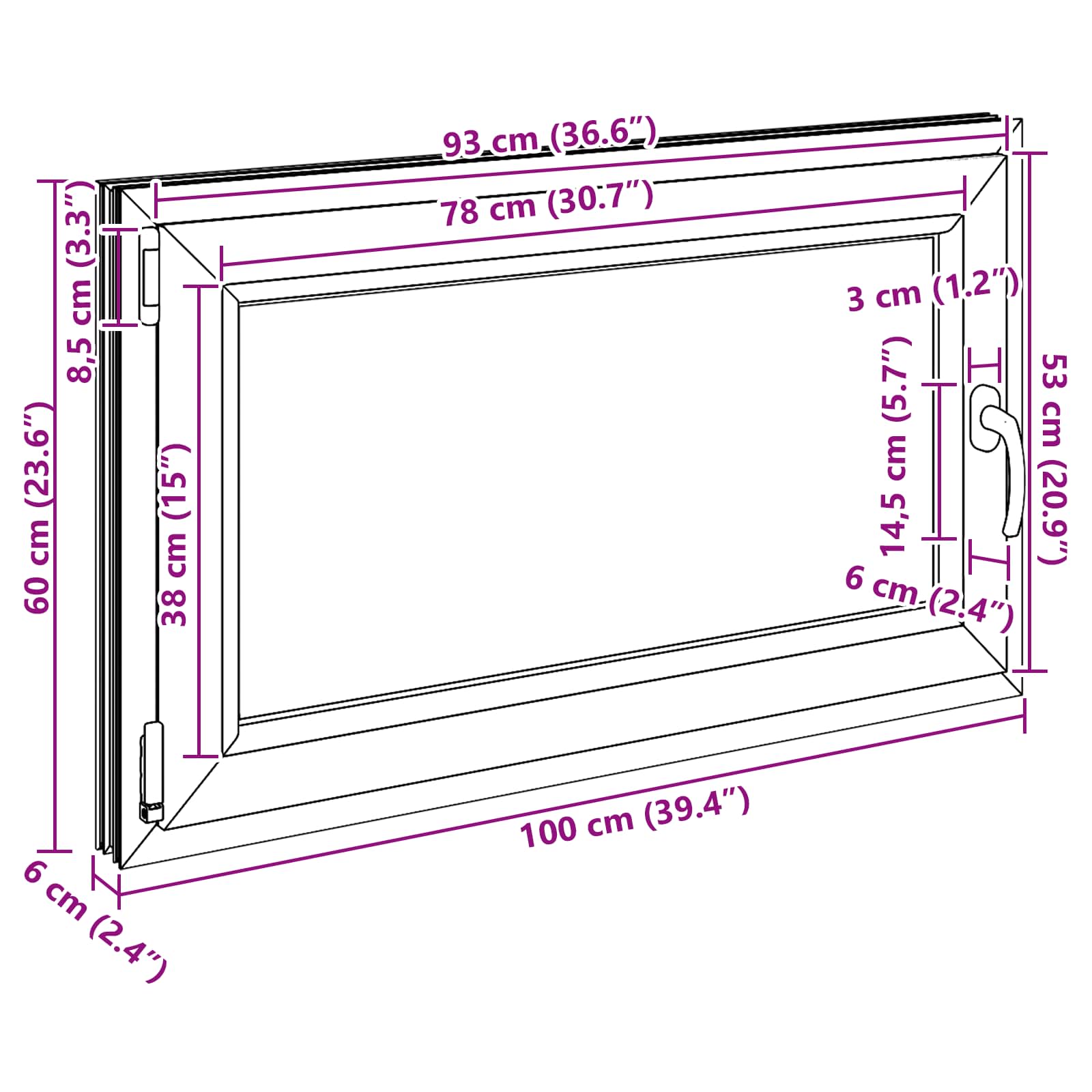 Kellari-Ikkuna Risor 100 X 60 Cm Pvc Ja Lasi Valkoinen