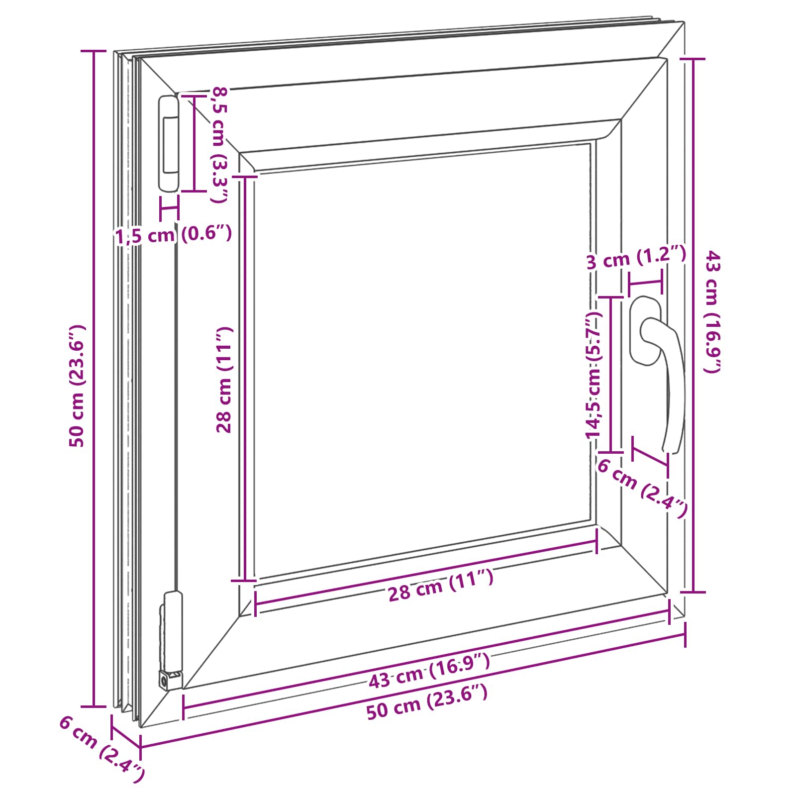 Kellari-Ikkuna Risor 50 X 50 Cm Pvc Ja Lasi Valkoinen