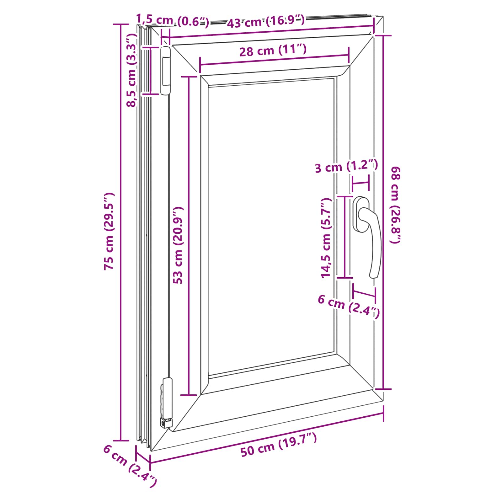 Kellari-Ikkuna Risor 50 X 75 Cm Pvc Ja Lasi Valkoinen