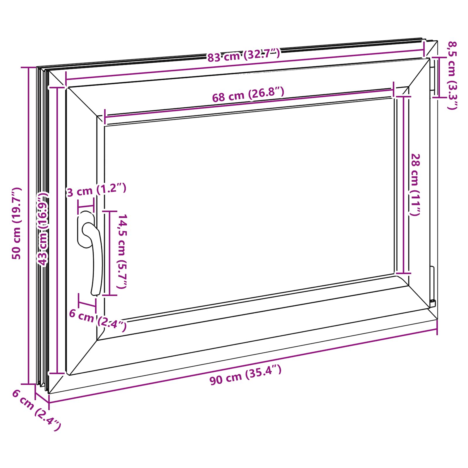 Kellari-Ikkuna Risor 90 X 50 Cm Pvc Ja Lasi Valkoinen