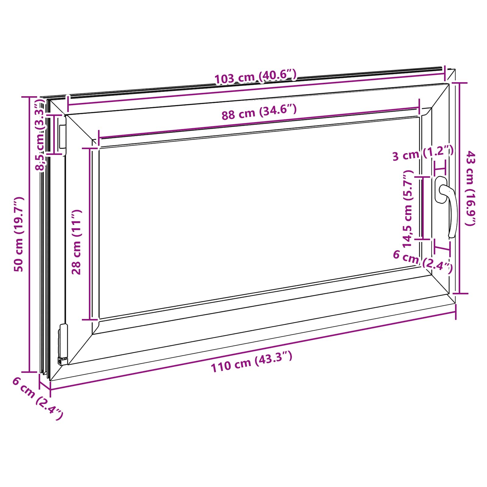 Kellari-Ikkuna Risor 110 X 50 Cm Pvc Ja Lasi Valkoinen