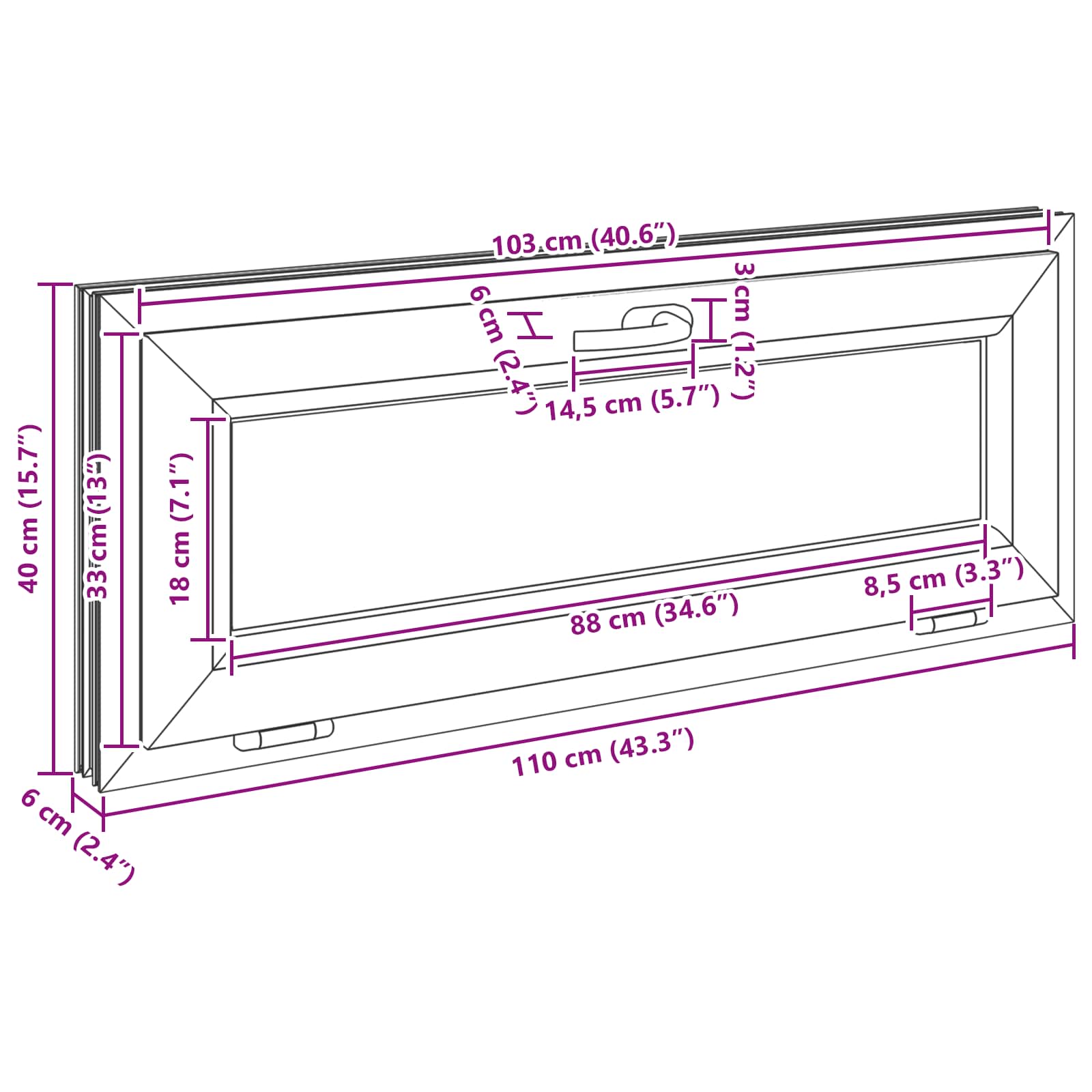 Kellari-Ikkuna Risor 110 X 40 Cm Pvc Ja Lasi Valkoinen