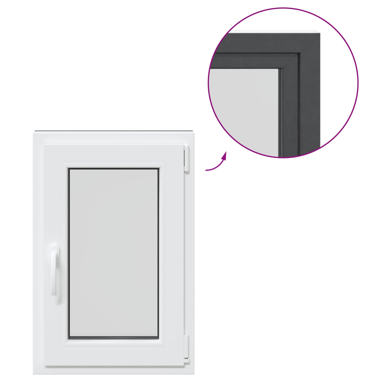 Kellari-Ikkuna Risor 50 X 75 Cm Pvc Ja Lasi Antrasiitti